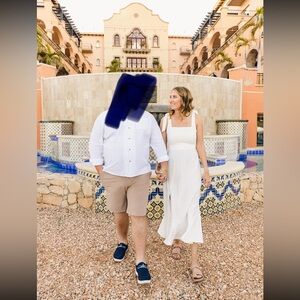 White Midi Dress with bow tie sleeves